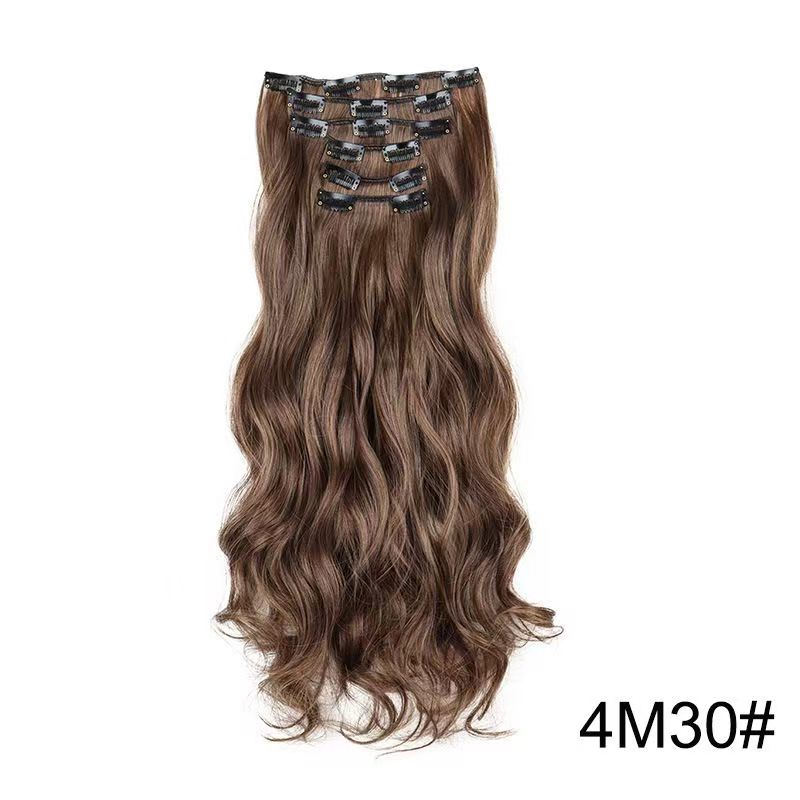 6 pieces Wigs women's long curly hair big wave water ripple silk puffy patch wig patch Chicken rolls 1B 45CM [分类版本2]
