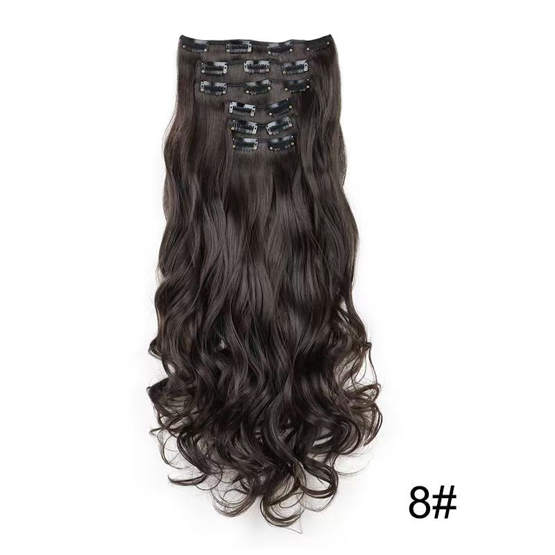 6 pieces Wigs women's long curly hair big wave water ripple silk puffy patch wig patch Chicken rolls 1B 45CM [分类版本2]