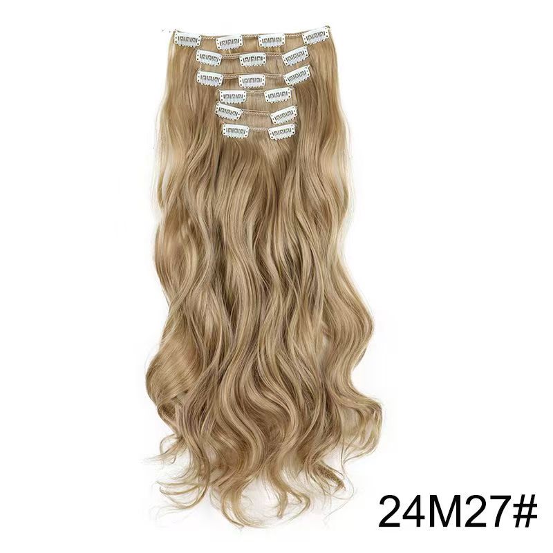 6 pieces Wigs women's long curly hair big wave water ripple silk puffy patch wig patch Chicken rolls 1B 45CM [分类版本2]