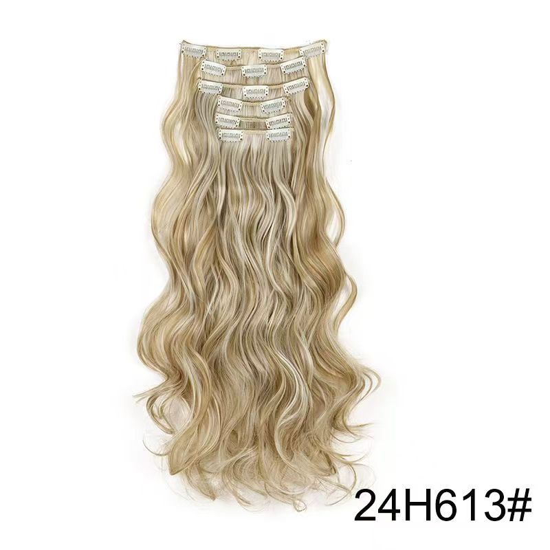 6 pieces Wigs women's long curly hair big wave water ripple silk puffy patch wig patch Chicken rolls 1B 45CM [分类版本2]