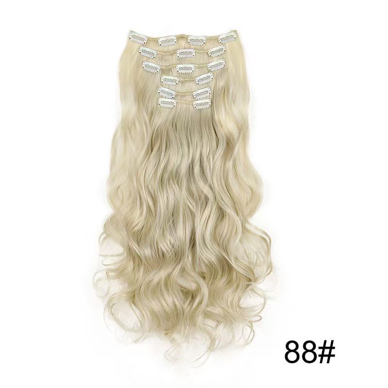 6 pieces Wigs women's long curly hair big wave water ripple silk puffy patch wig patch Chicken rolls 1B 45CM [分类版本2]