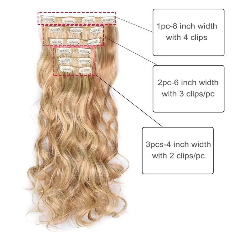 6 pieces Wigs women's long curly hair big wave water ripple silk puffy patch wig patch Chicken rolls 1B 45CM [分类版本2]