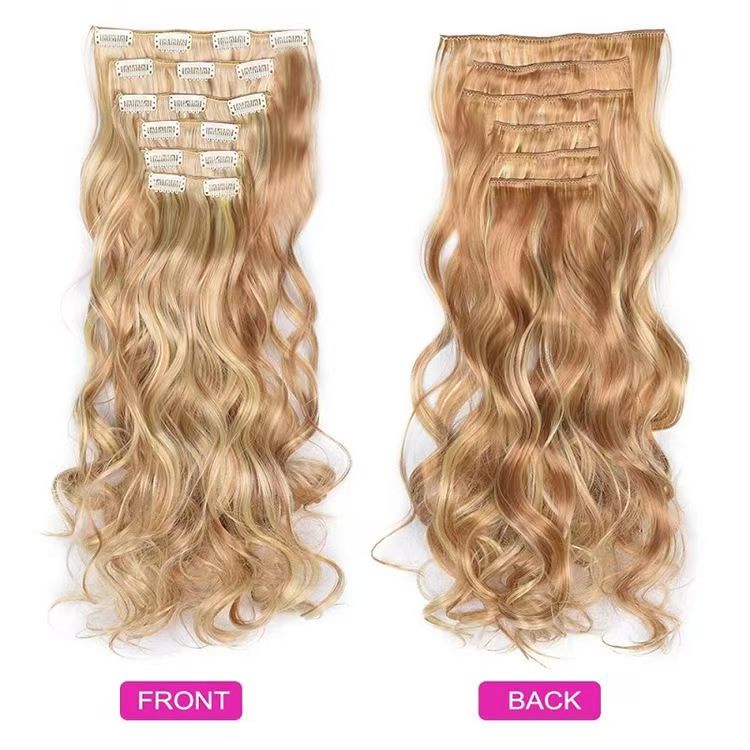 6 pieces Wigs women's long curly hair big wave water ripple silk puffy patch wig patch Chicken rolls 1B 45CM [分类版本2]