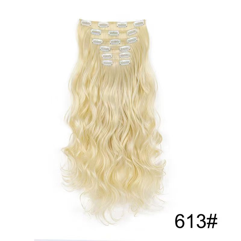 6 pieces Wigs women's long curly hair big wave water ripple silk puffy patch wig patch Chicken rolls 1B 45CM [分类版本2]