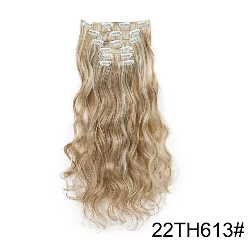 6 pieces Wigs women's long curly hair big wave water ripple silk puffy patch wig patch Chicken rolls 1B 45CM [分类版本2]