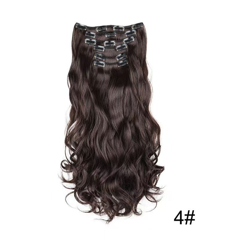 6 pieces Wigs women's long curly hair big wave water ripple silk puffy patch wig patch Chicken rolls 1B 45CM [分类版本2]