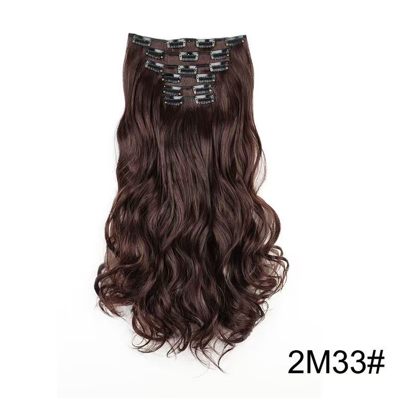 6 pieces Wigs women's long curly hair big wave water ripple silk puffy patch wig patch Chicken rolls 1B 45CM [分类版本2]