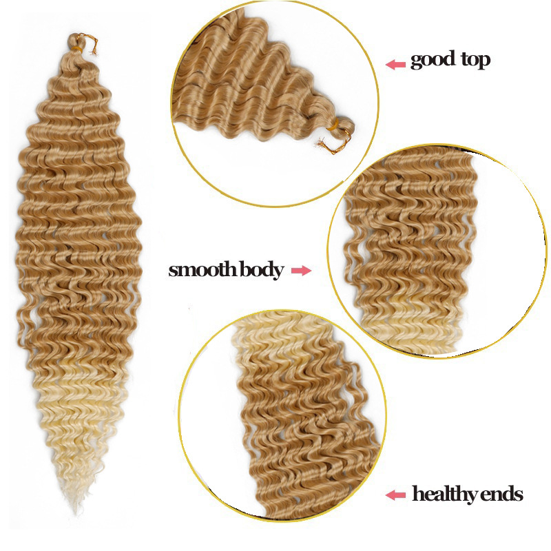 30 inch European and American crochet hair deep wave long roll dirty braid braided hair black wig synthetic crochet hair 1B 30inch [分类版本1]