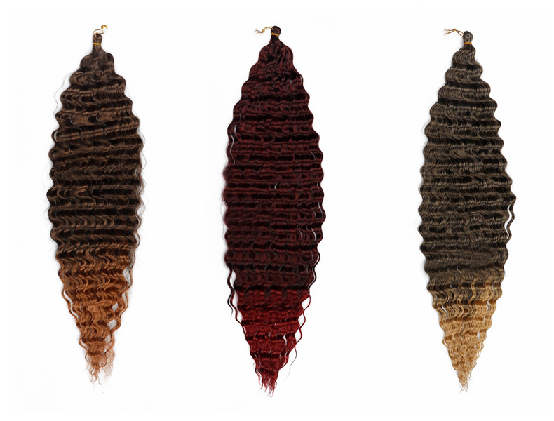 30 inch European and American crochet hair deep wave long roll dirty braid braided hair black wig synthetic crochet hair 1B 30inch [分类版本1]