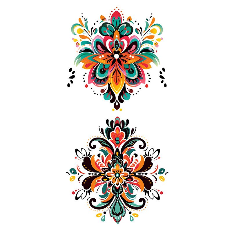 4 Pcs Herbal Juice Tattoo Stickers Colorful Temporary Tattoos for women and men waterproof long lasting as picture 4Pcs
