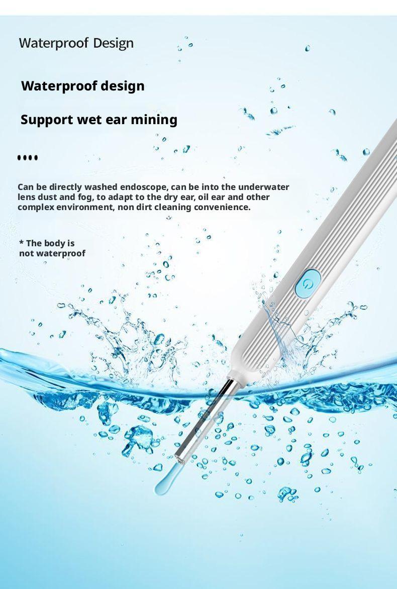 Wireless visual ear cleaning tool for removing earwax - High-definition ear cleaning endoscope with light and illumination - Children's ear cleaning spoon black 7-piece set