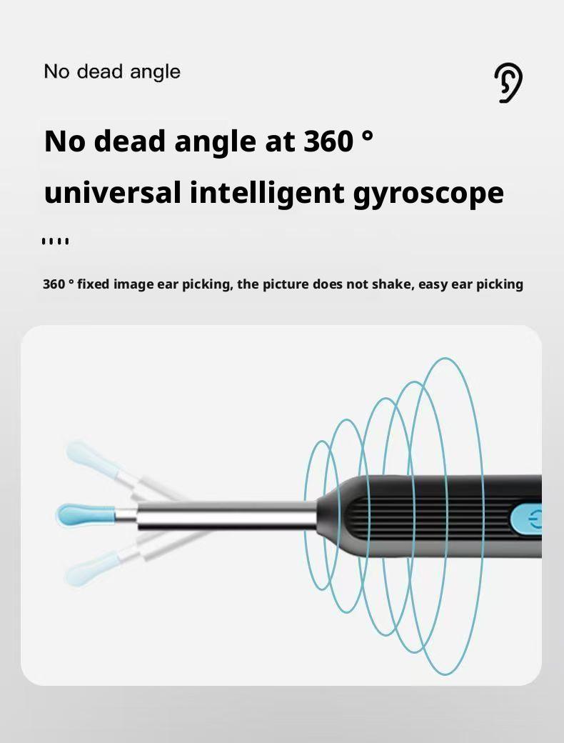 Wireless visual ear cleaning tool for removing earwax - High-definition ear cleaning endoscope with light and illumination - Children's ear cleaning spoon black 7-piece set