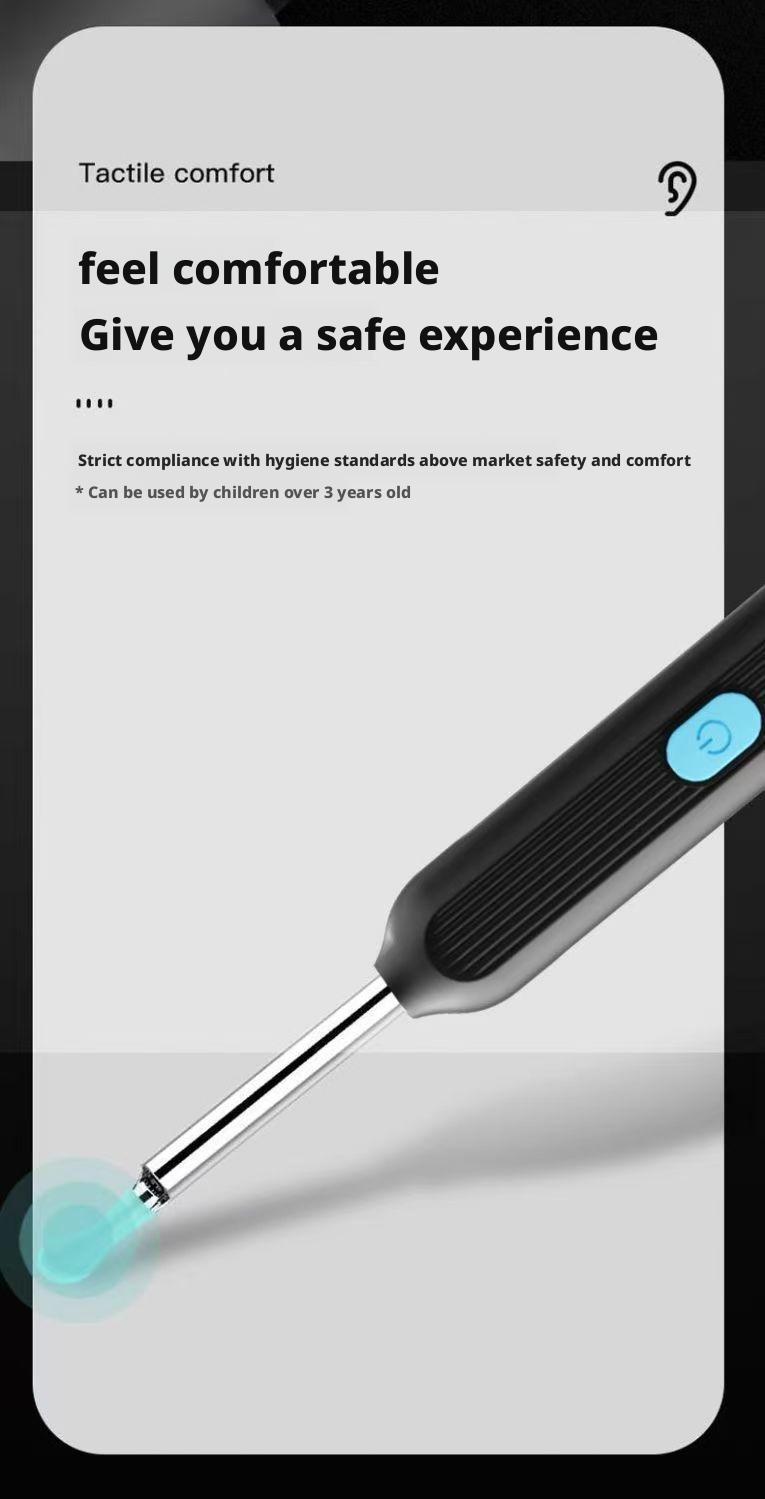 Wireless visual ear cleaning tool for removing earwax - High-definition ear cleaning endoscope with light and illumination - Children's ear cleaning spoon black 7-piece set