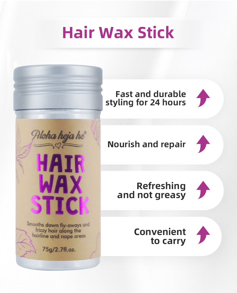 Hair Wax Stick for a Soft, Pliable Hold - Flyaway Control and Styling Pomade for Kids, Women, and Men - Hair Bun Maker and Accessorie (1 Pack of Wax) Rosemary 75g