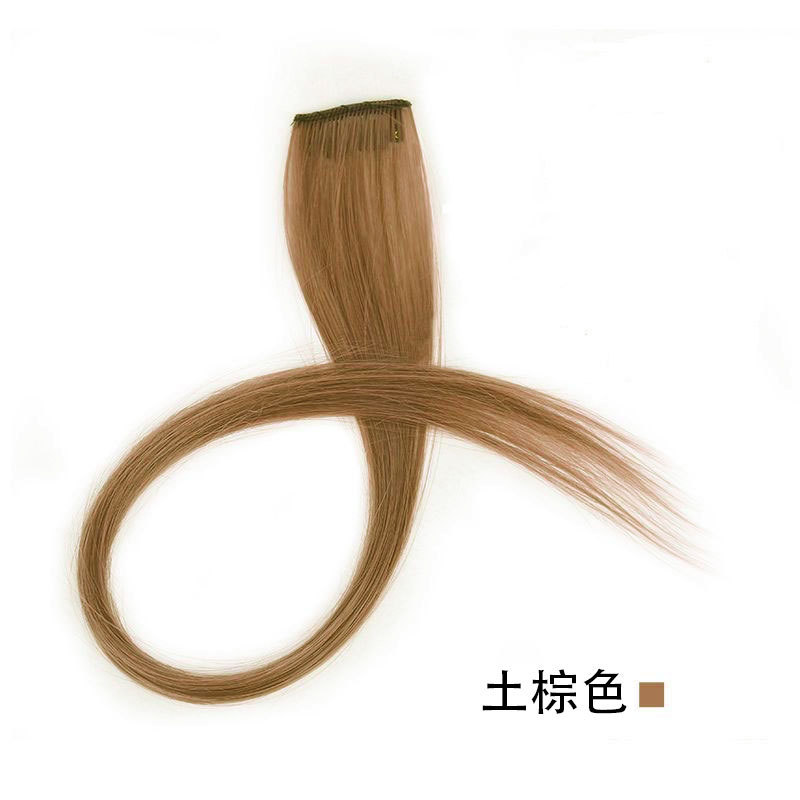 Colored Hair Extensions Clip in/on for America Women Girls hiar Accessories Wig Pieces Synthetic Rainbow Hair Extensions Rainbow Long Straight Hairpieces Clip white tea gray 50cm