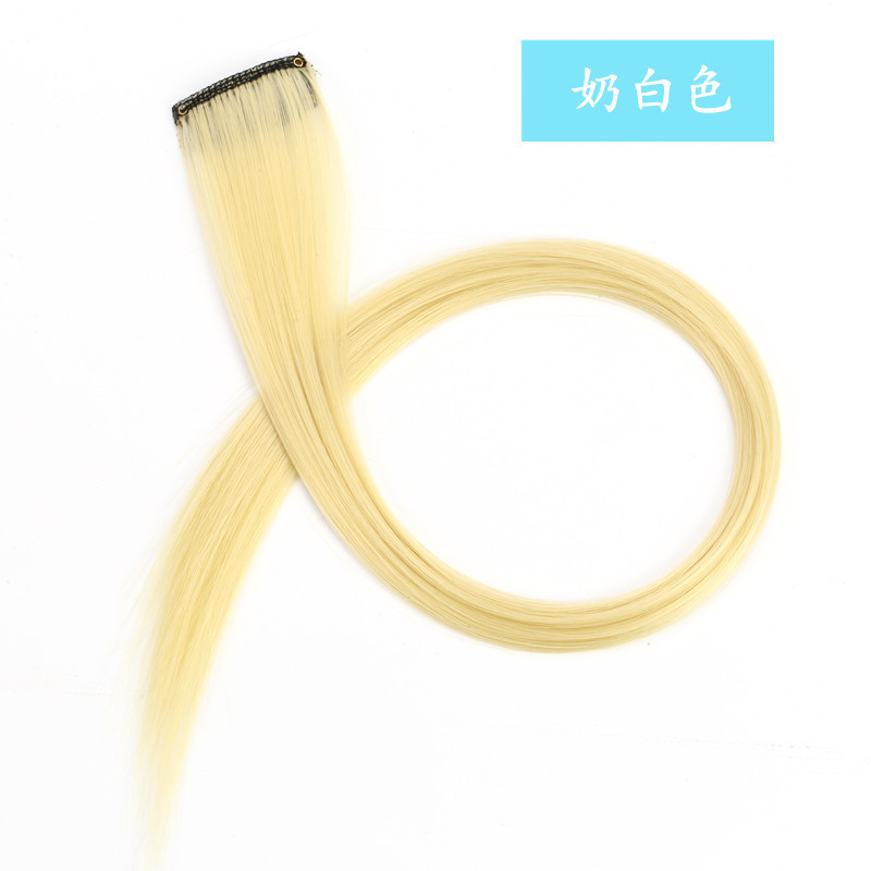 Colored Hair Extensions Clip in/on for America Women Girls hiar Accessories Wig Pieces Synthetic Rainbow Hair Extensions Rainbow Long Straight Hairpieces Clip white tea gray 50cm