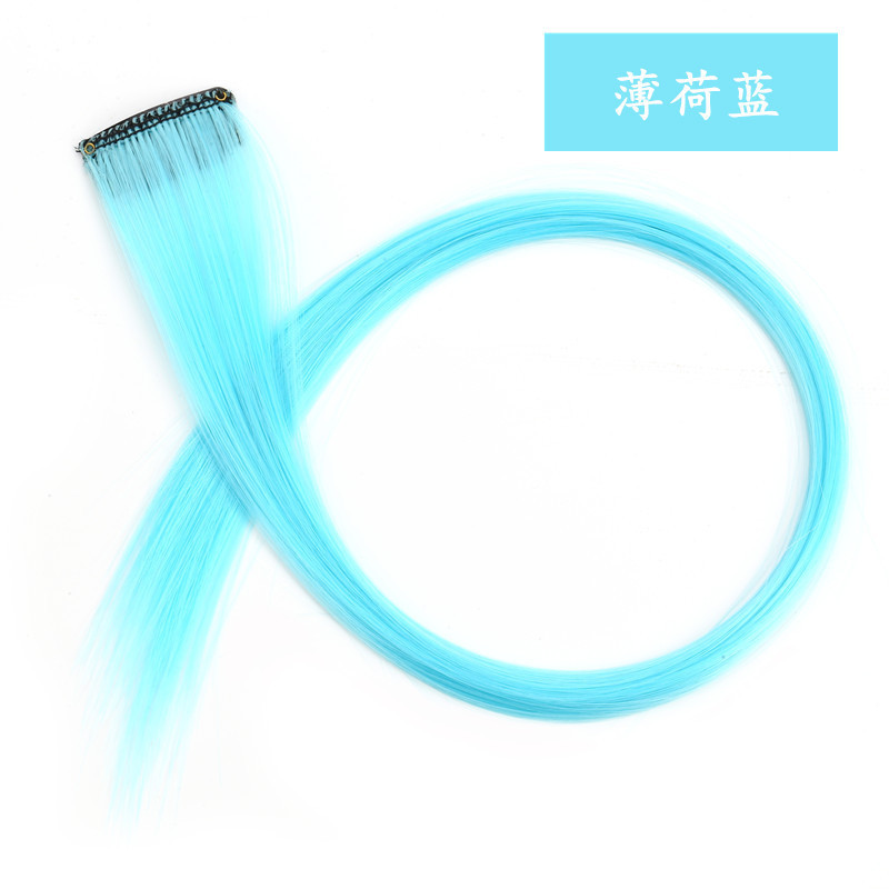 Colored Hair Extensions Clip in/on for America Women Girls hiar Accessories Wig Pieces Synthetic Rainbow Hair Extensions Rainbow Long Straight Hairpieces Clip white tea gray 50cm