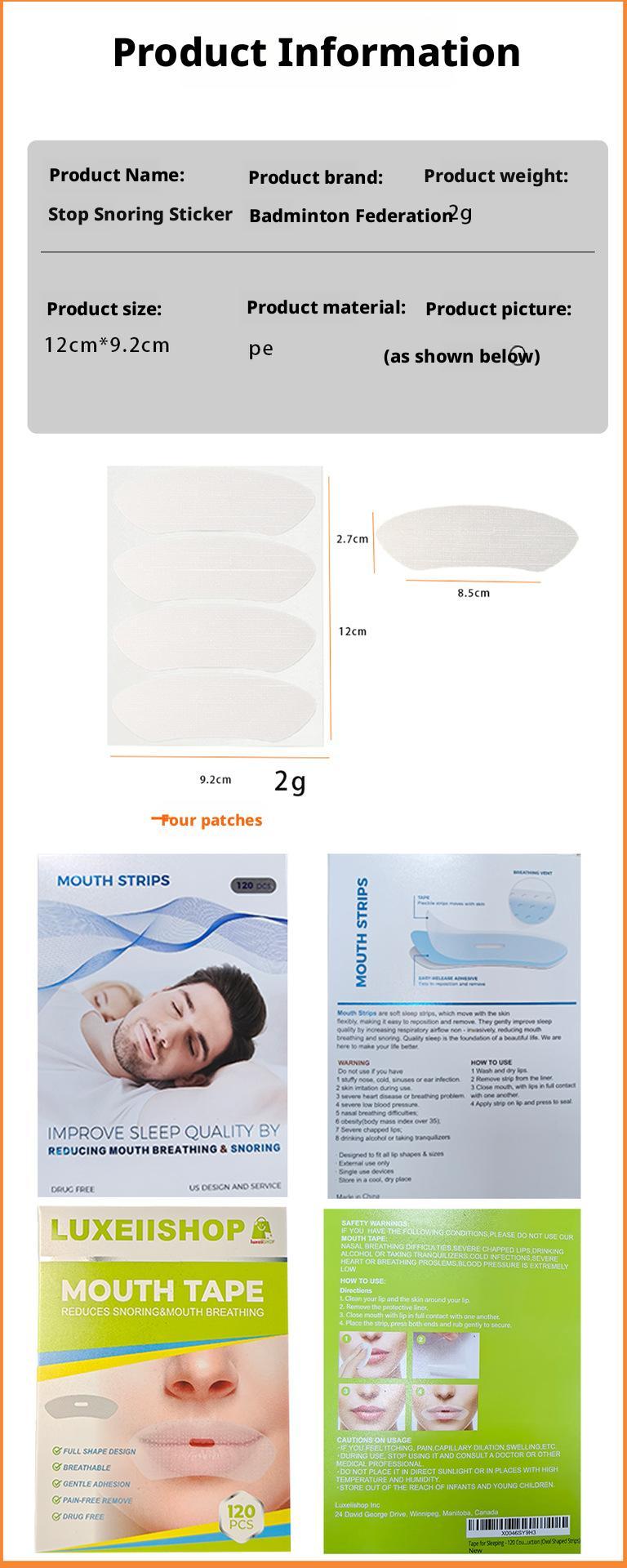 120 Pcs Mouth Tape for Sleeping,Sleep Strips Mouth Tape Improves Bad Habits Snoring, Sleep Talk, Drooling, Improved Nighttime Sleeping for Men and Women white One box [分类版本1]