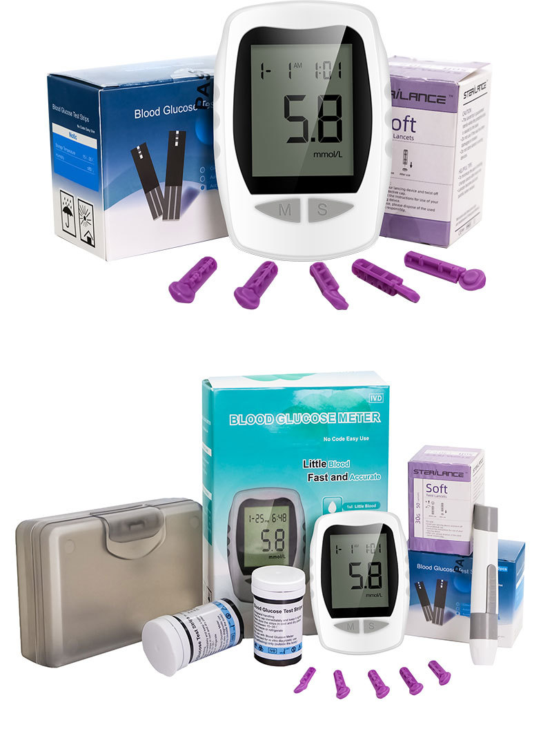 Automatic Blood Glucose Meter       - Home Use Blood Glucose Testing Device  Medical-Grade Blood Sugar Monitor Kit  For High Blood Sugar Measurement KH100-1 1 set of instrument + 50 test strips + 5