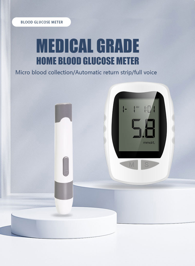 Automatic Blood Glucose Meter       - Home Use Blood Glucose Testing Device  Medical-Grade Blood Sugar Monitor Kit  For High Blood Sugar Measurement KH100-1 1 set of instrument + 50 test strips + 5