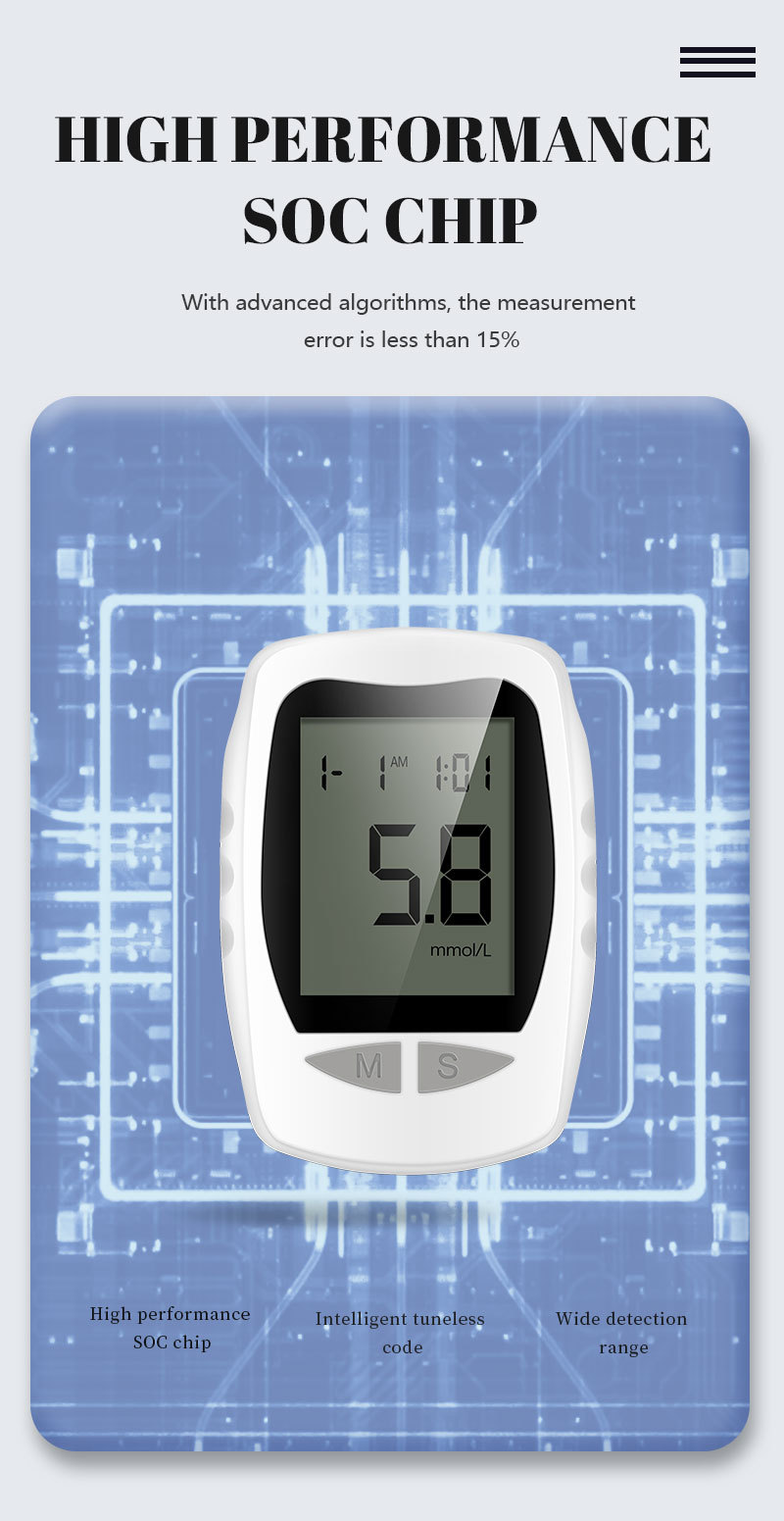 Automatic Blood Glucose Meter       - Home Use Blood Glucose Testing Device  Medical-Grade Blood Sugar Monitor Kit  For High Blood Sugar Measurement KH100-1 1 set of instrument + 50 test strips + 5