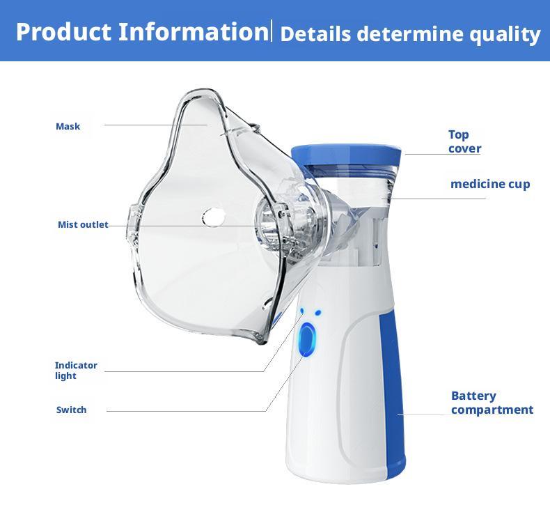 Portable Handheld Ultrasonic Nebulizer for Home and Medical Use，For expectoration and cough relief (suitable for both humans and pets)  Rechargeable, silent operation、Atomizes medication into fine mis