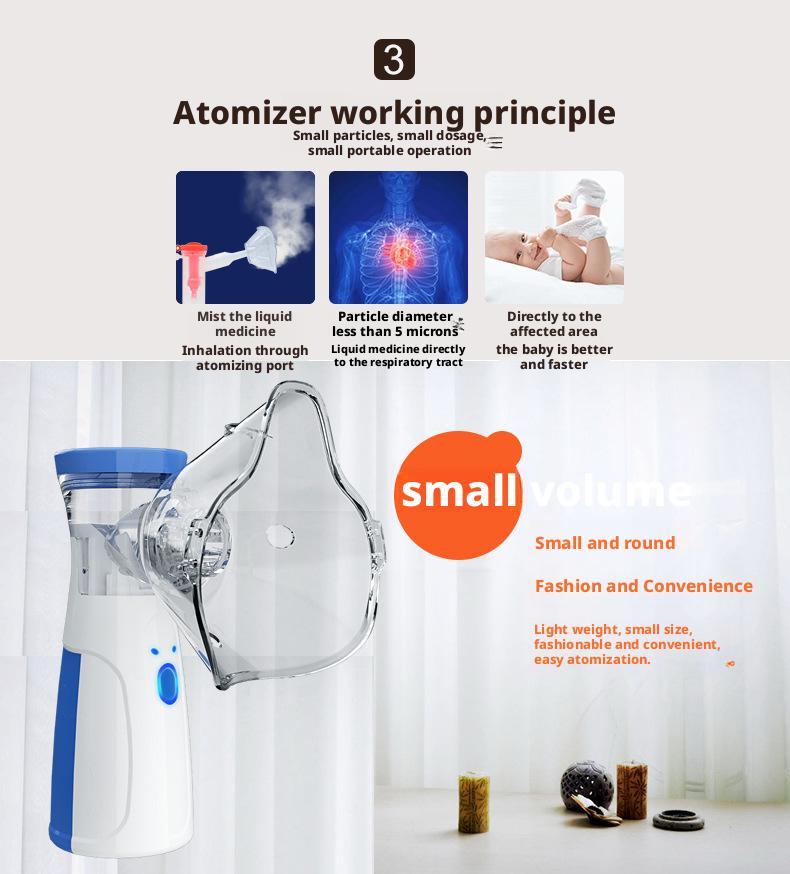 Portable Handheld Ultrasonic Nebulizer for Home and Medical Use，For expectoration and cough relief (suitable for both humans and pets)  Rechargeable, silent operation、Atomizes medication into fine