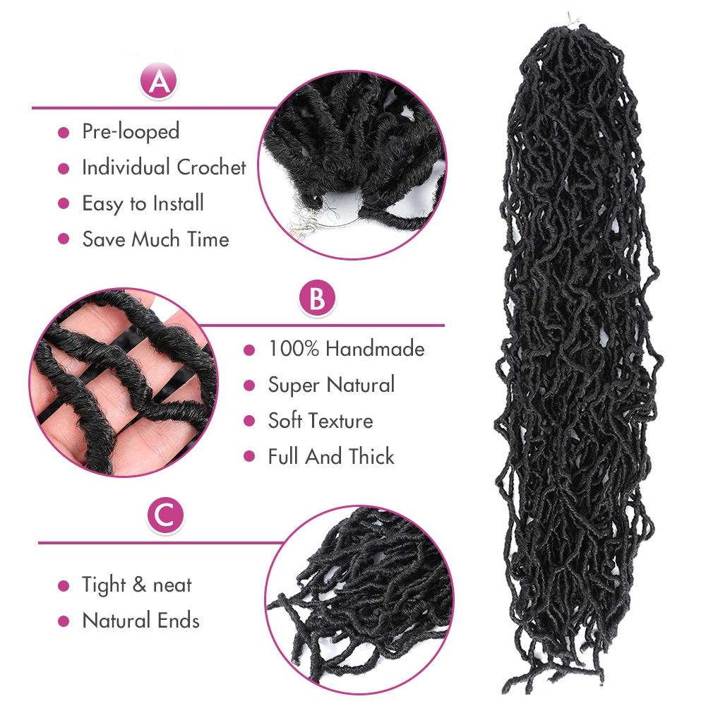 30inch Goddess Long Hair Crochet Hair Braids Extensions Dreadlocks Chemical Fiber Wig 01 One Size
