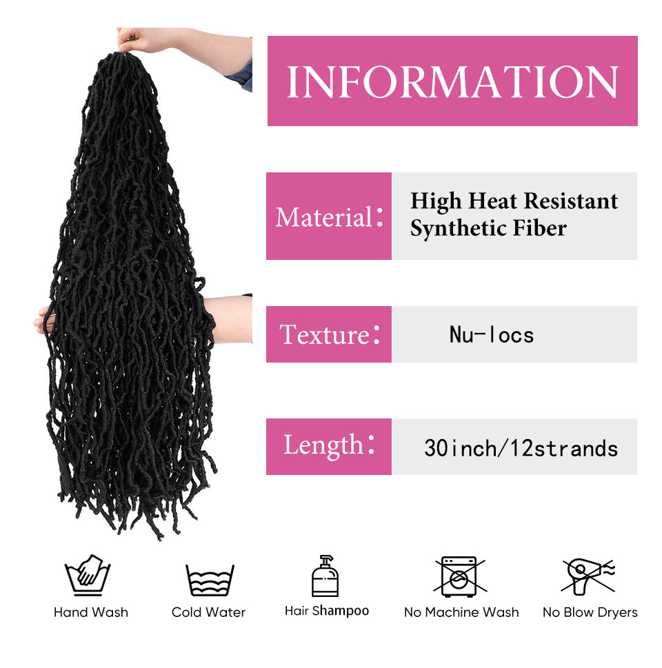 30inch Goddess Long Hair Crochet Hair Braids Extensions Dreadlocks Chemical Fiber Wig 01 One Size