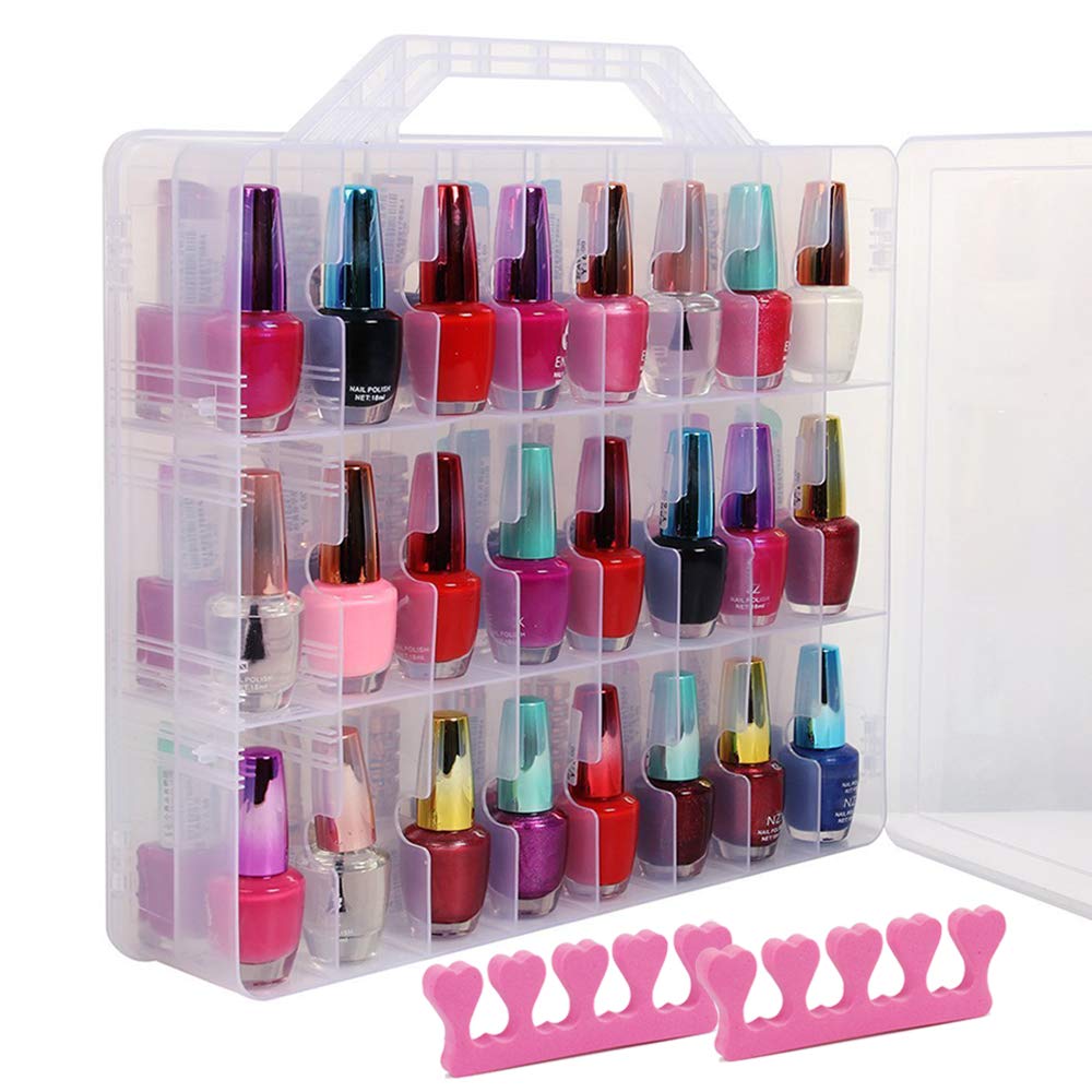Universal Nail Polish Holder Organizer for 48 Bottles Adjustable Dividers Space Saver 紫色Purple Uniform Size view 2