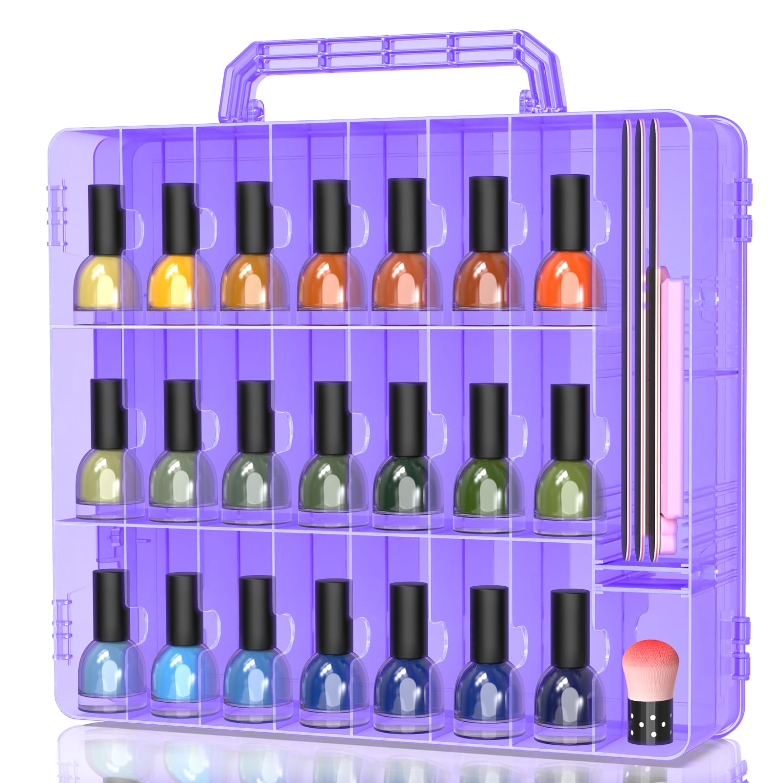 Universal Nail Polish Holder Organizer for 48 Bottles Adjustable Dividers Space Saver 紫色Purple Uniform Size view 3