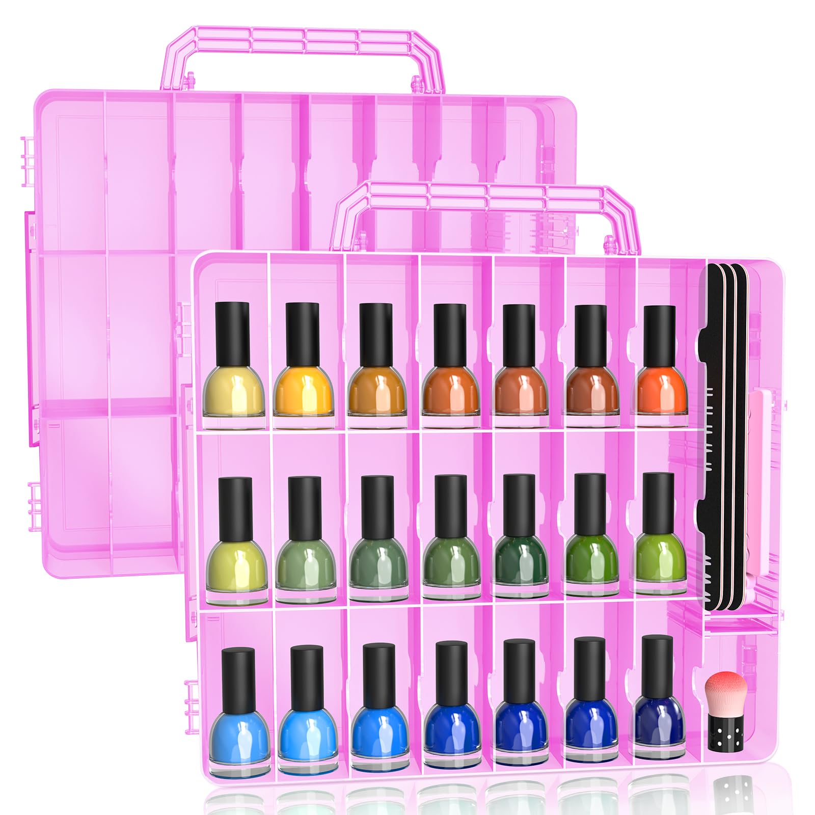 Universal Nail Polish Holder Organizer for 48 Bottles Adjustable Dividers Space Saver 紫色Purple Uniform Size view 6