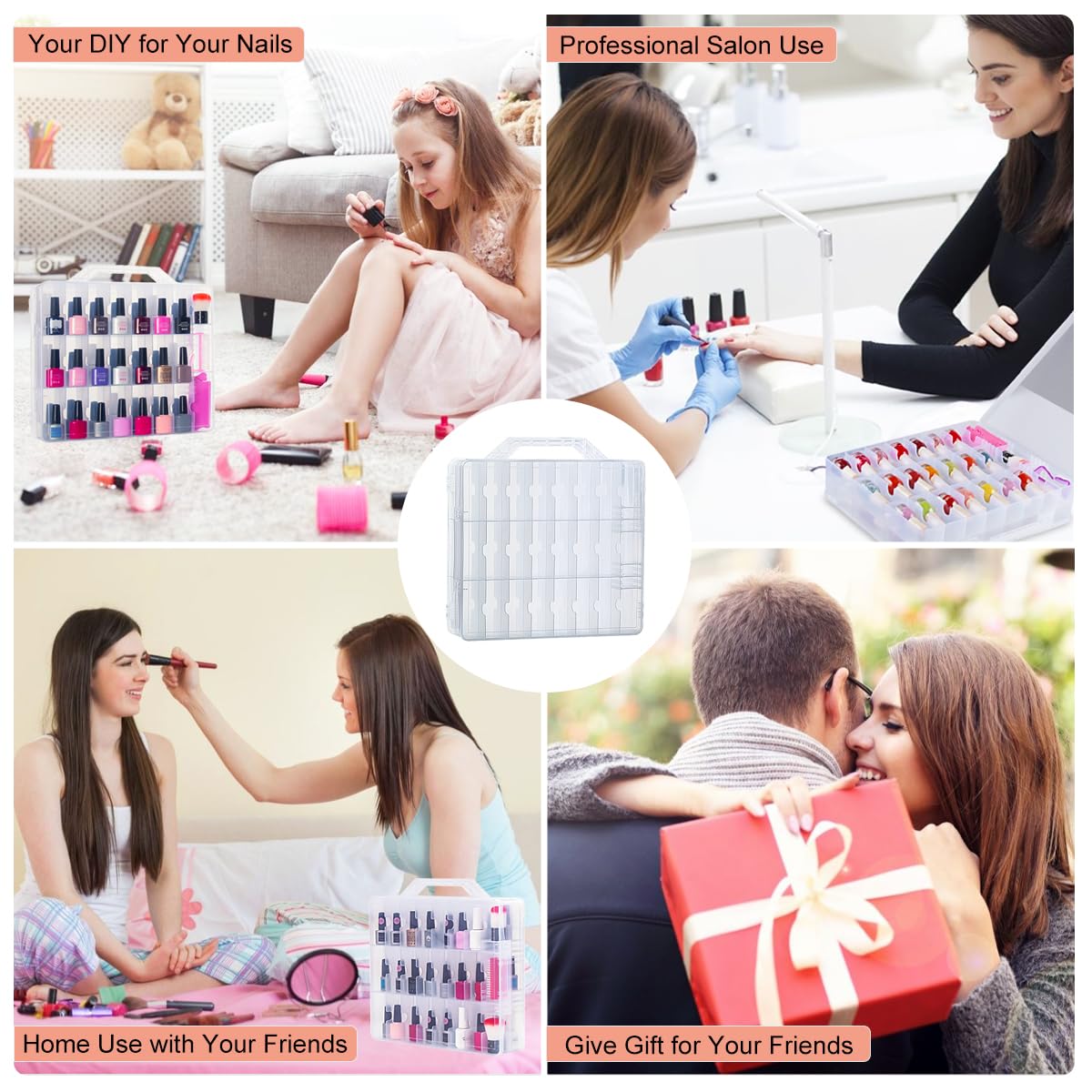 Universal Nail Polish Holder Organizer for 48 Bottles Adjustable Dividers Space Saver 紫色Purple Uniform Size view 5