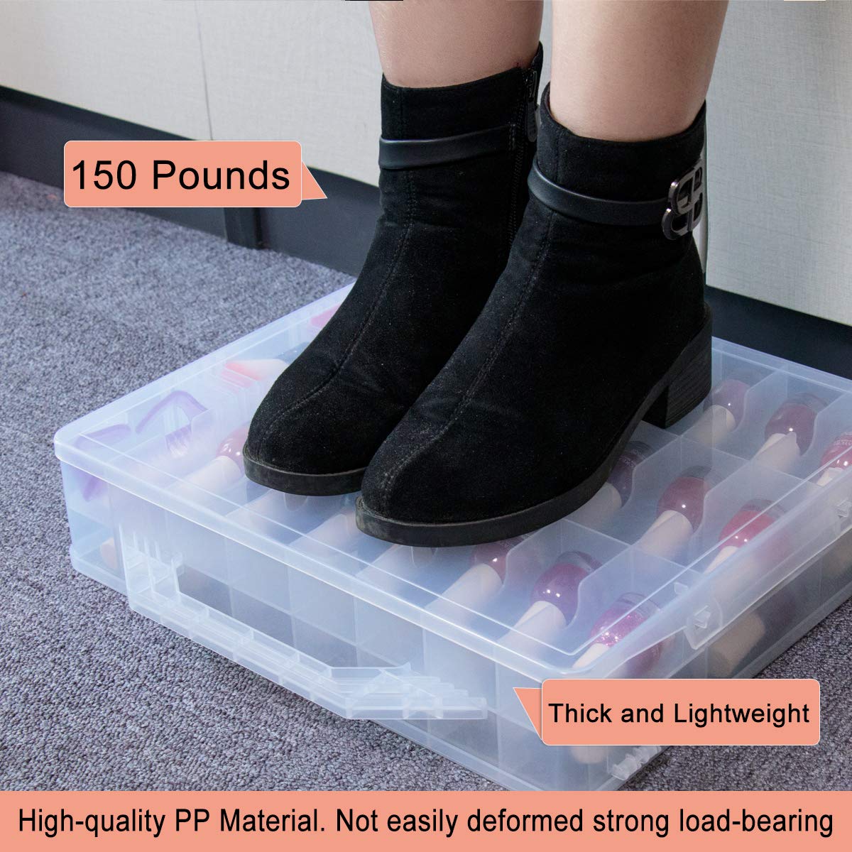 Universal Nail Polish Holder Organizer for 48 Bottles Adjustable Dividers Space Saver 紫色Purple Uniform Size view 8