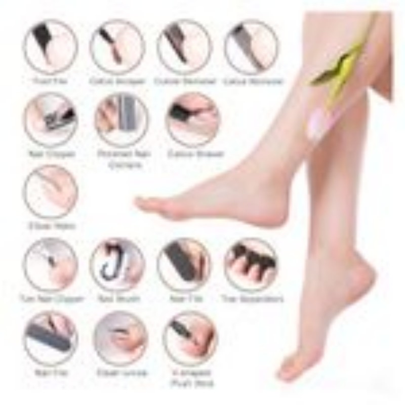 23-in-1 Professional Pedicure Kit – Complete Personal Care Set Steel foot file set Pink Portable UV Lamp LED Dry Nail Kit