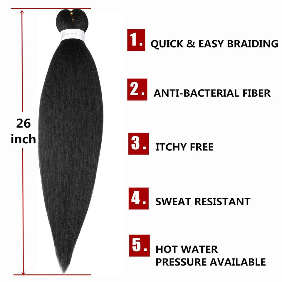 26inch Synthetic Braid Hair African Chemical Fiber Wig Low-temperature Flame-retardant EZ Braids Hair Wholesale 01 One Size