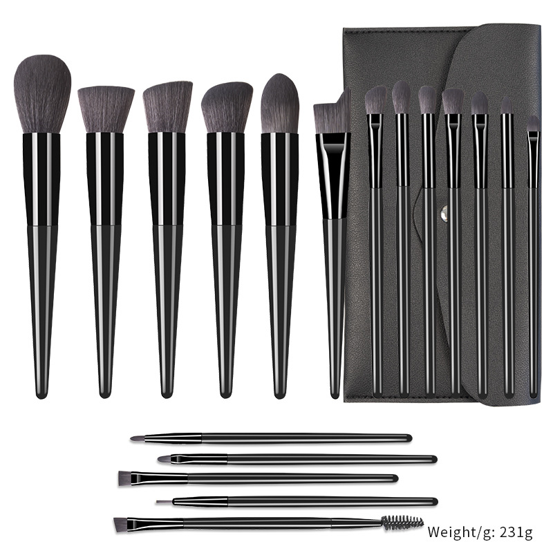 Makeup Brush Set 18 Pcs Premium Synthetic Foundation Powder Concealers Eye shadows Blush Makeup Brushes champagne 18 cm [分类版本3]