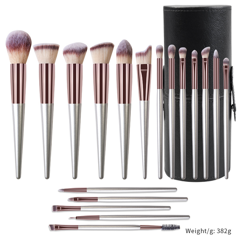 Makeup Brush Set 18 Pcs Premium Synthetic Foundation Powder Concealers Eye shadows Blush Makeup Brushes champagne 18 cm [分类版本3]