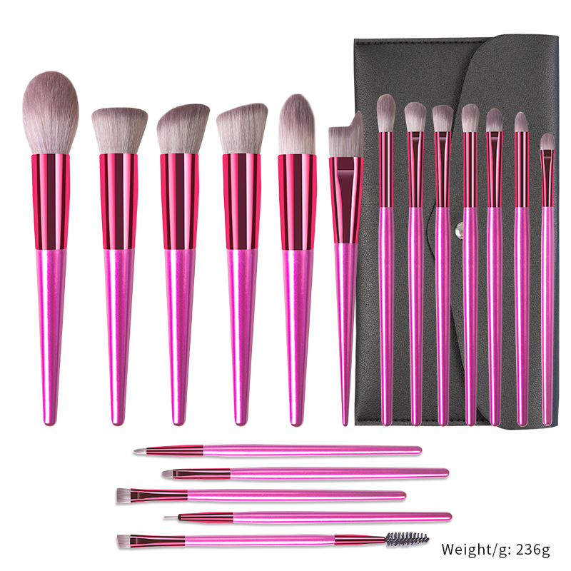 Makeup Brush Set 18 Pcs Premium Synthetic Foundation Powder Concealers Eye shadows Blush Makeup Brushes champagne 18 cm [分类版本3]
