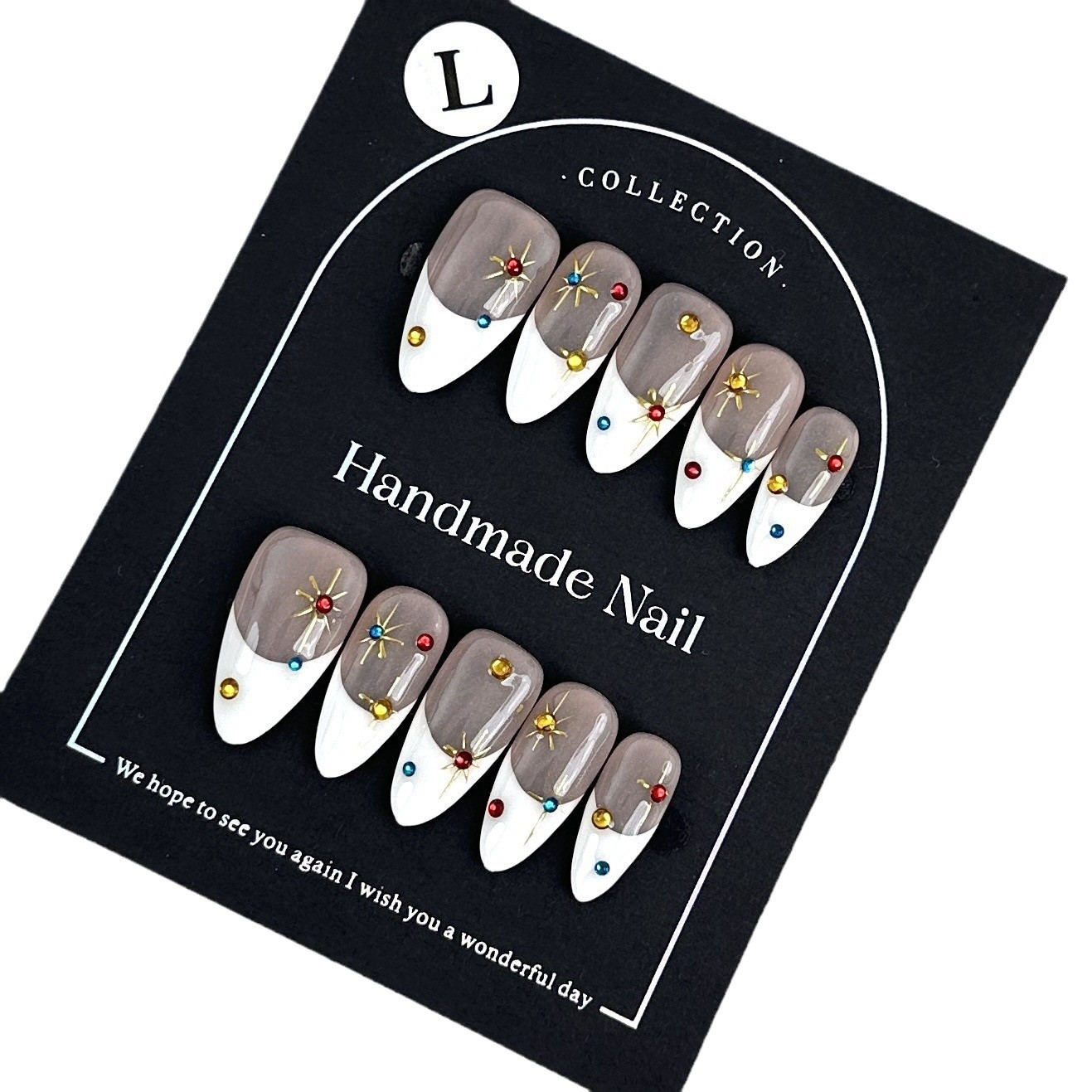 Handmade Fashion Almond Press On Nails Medium Nails Press On Gel False Fake Nails 10PCS Style 1 XS [分类版本1]