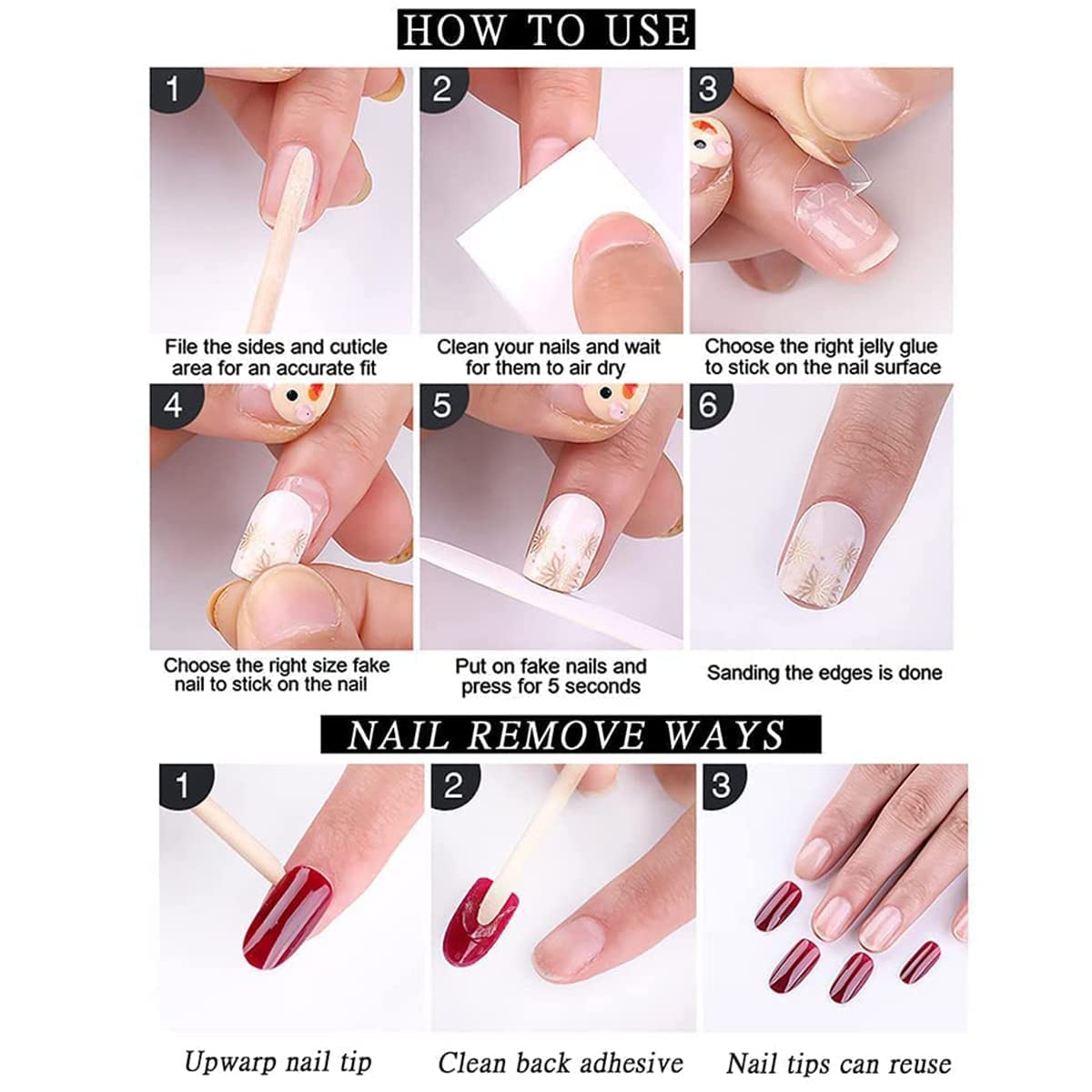 Handmade Fashion Almond Press On Nails Medium Nails Press On Gel False Fake Nails 10PCS Style 1 XS [分类版本1]