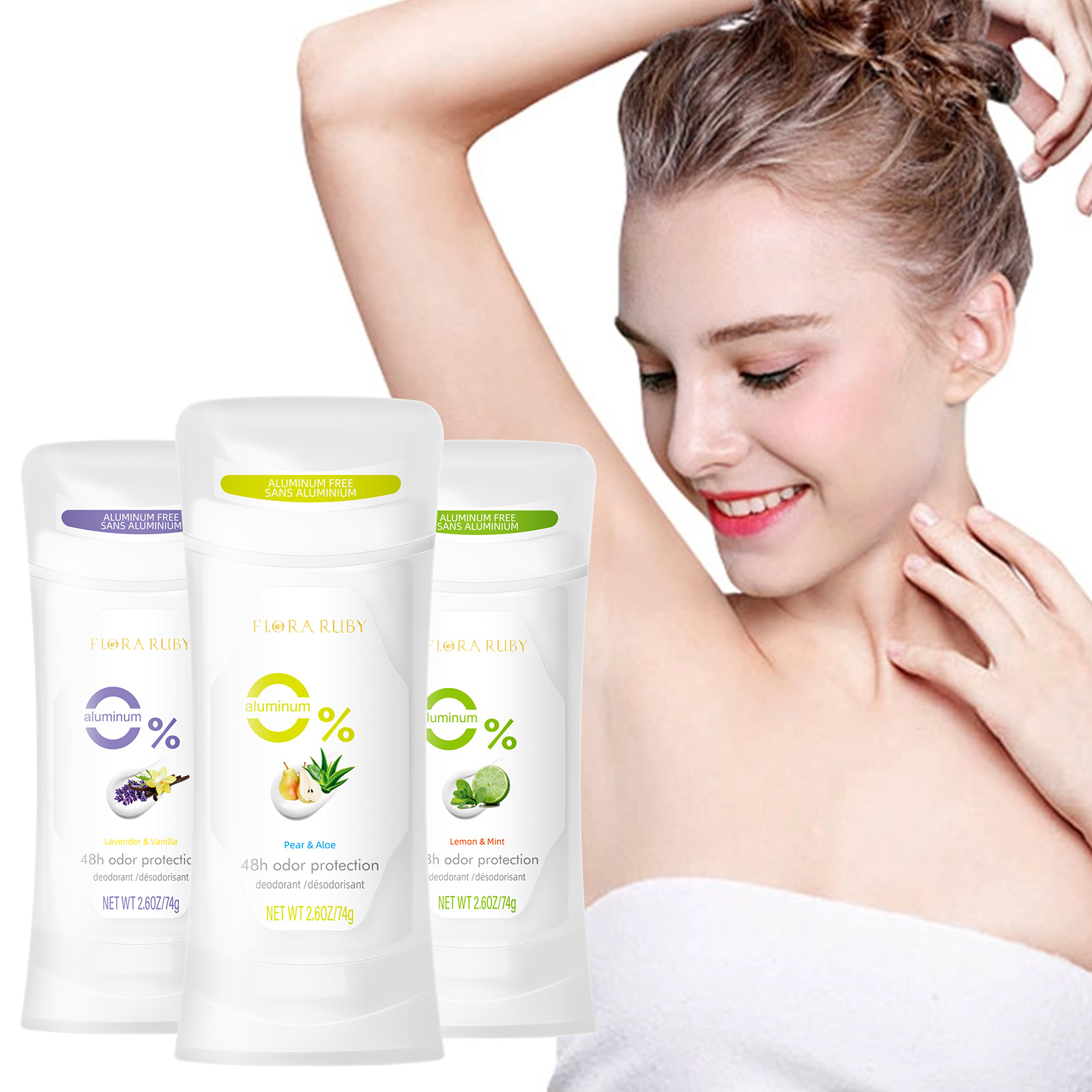 Long-lasting fragrance body cream - Underarm deodorant body stick - Portable aluminum-free refreshing body lotion lavender 74g