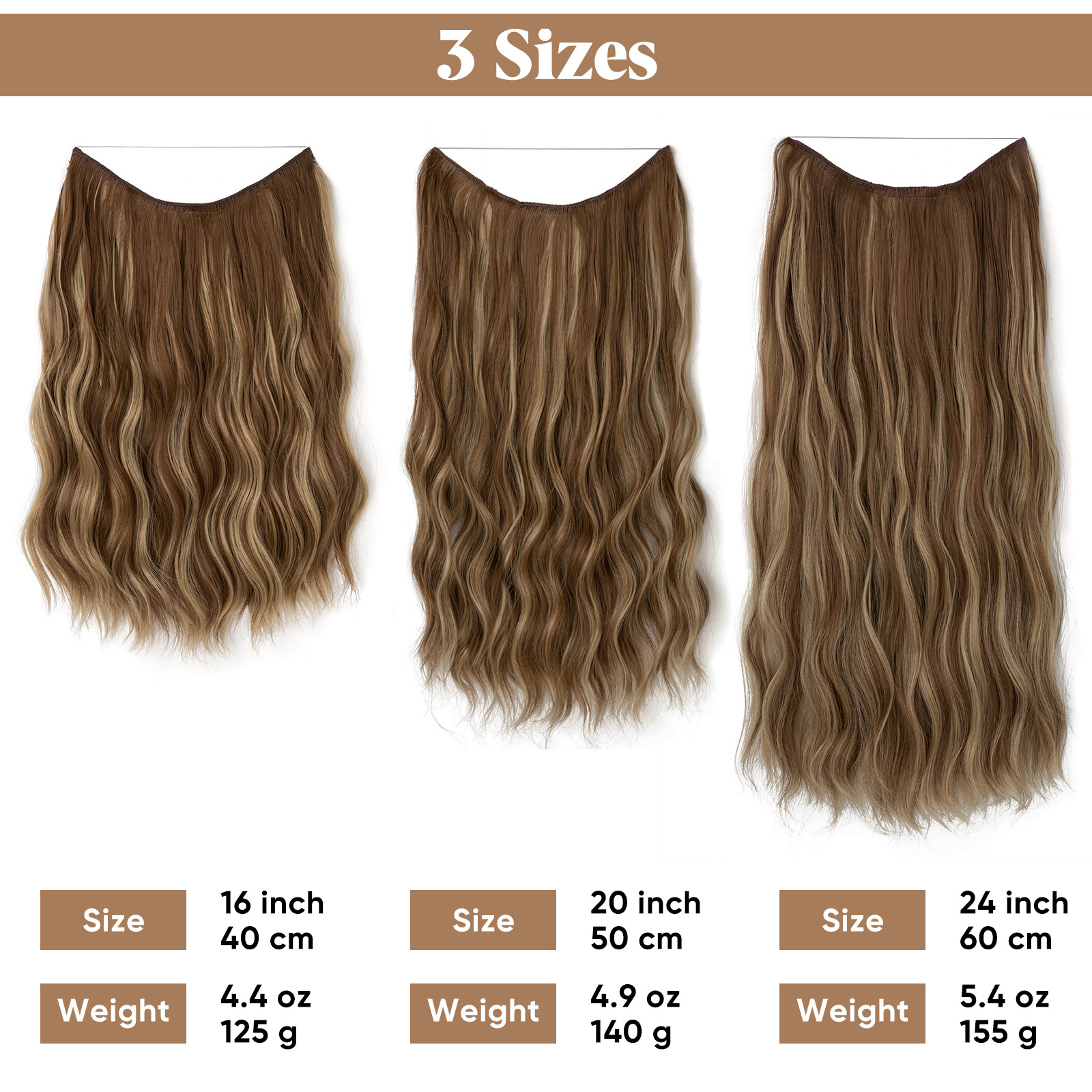 Female wig one-piece hair extensions, long wavy curls, fluffy natural clips, fishing line hair extensions, wig pieces 01 01 [分类版本1]