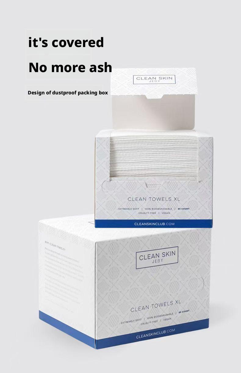 Thickened face towel - disposable soft towel for cleaning - antibacterial facial cleansing wipe - packaged in a tissue box - roll style white 26*30cm [分类版本2]