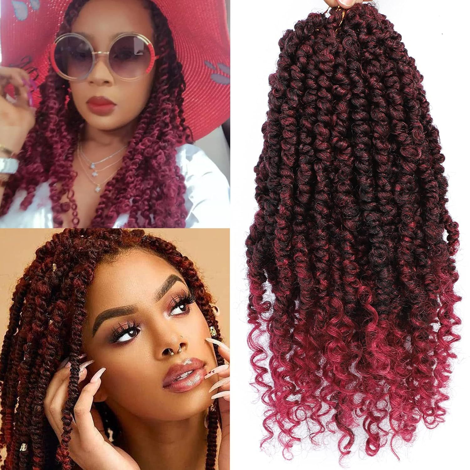 Graduated Color Passion  TwistChemical Fiber Dreadlocks Queen Ghana Locs Goddess Gypsy Hair African Braids Crochet Wig 1 B 8 inch [分类版本3]