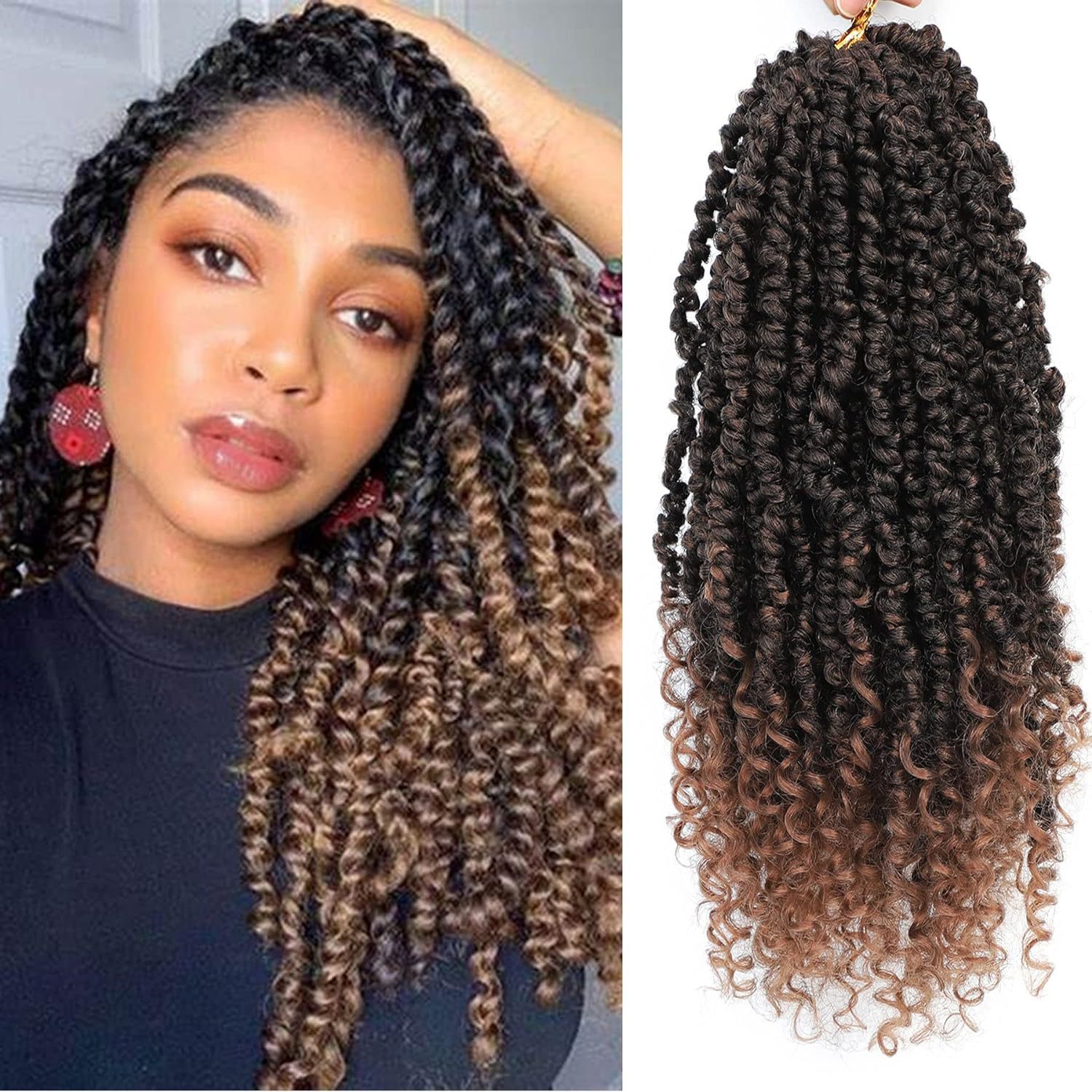 Graduated Color Passion  TwistChemical Fiber Dreadlocks Queen Ghana Locs Goddess Gypsy Hair African Braids Crochet Wig 1 B 8 inch [分类版本3]