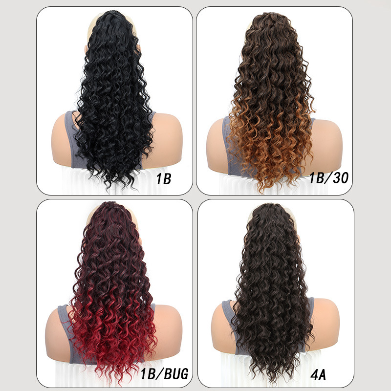 African curly ponytail wig for women synthetic fiber drawstring style ponytail hair 1 B 18 inch [分类版本1]
