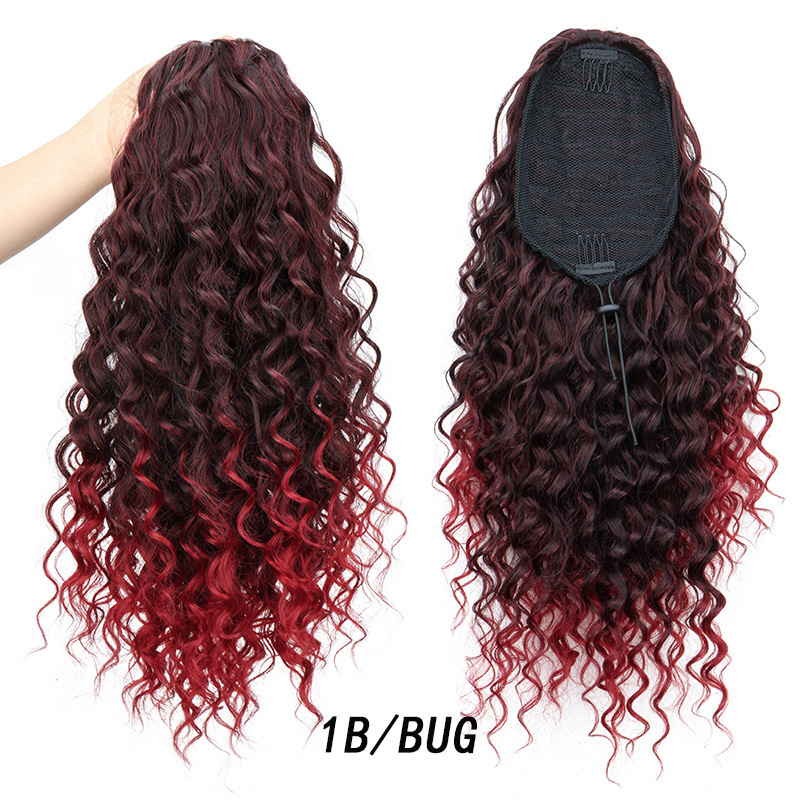 African curly ponytail wig for women synthetic fiber drawstring style ponytail hair 1 B 18 inch [分类版本1]