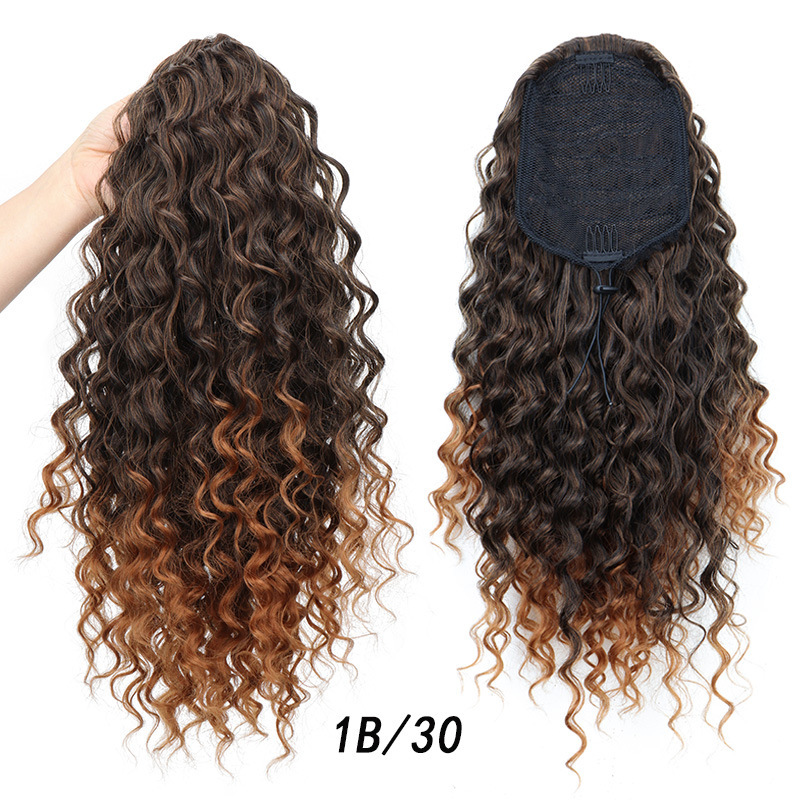 African curly ponytail wig for women synthetic fiber drawstring style ponytail hair 1 B 18 inch [分类版本1]