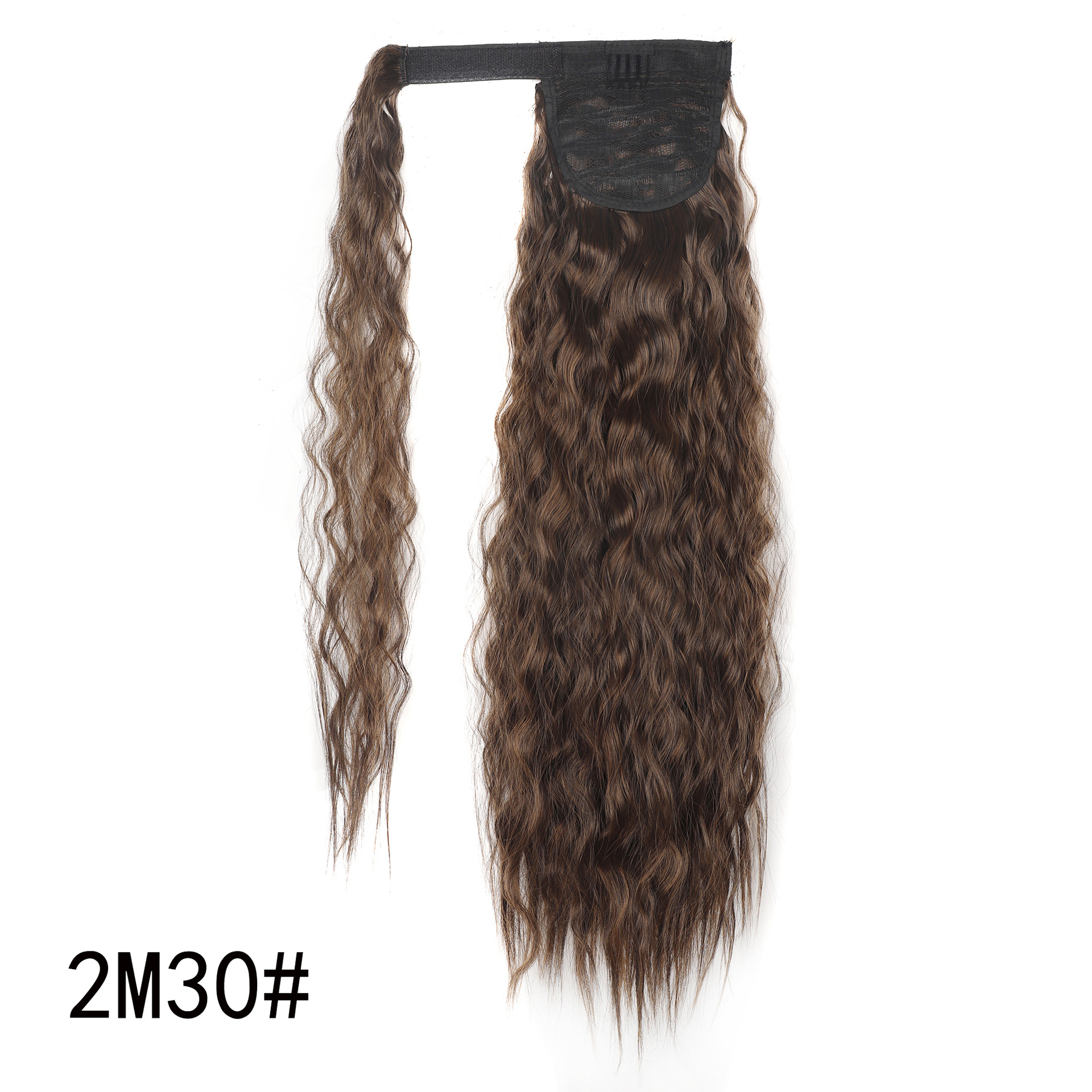 Magic tape corn tassel ponytail, magic tape corn silk long curly wig ponytail curly ponytail 1 B 22 inch
